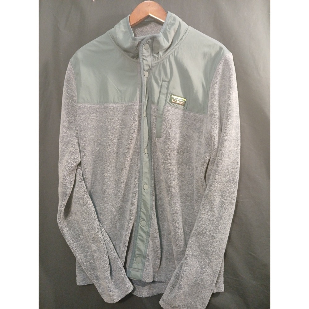 LL Bean Jacket Men's size Large sherpa fleece hybrid snap sweater pile workwear